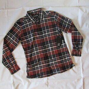 Fox Racing Women's Medium Foxlover Stretch Flannel Plaid Snap Button Shirt - Cop